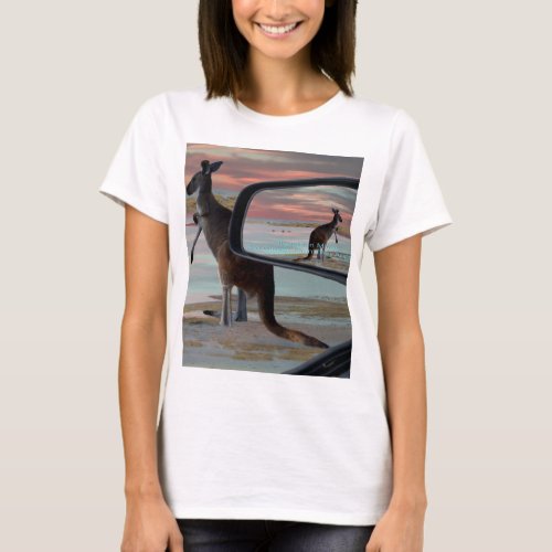 Kangaroo Seaside Breezes Illusion Art T_Shirt