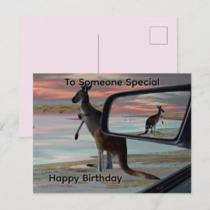 Kangaroo Seaside Breezes Illusion,  Bday Postcard