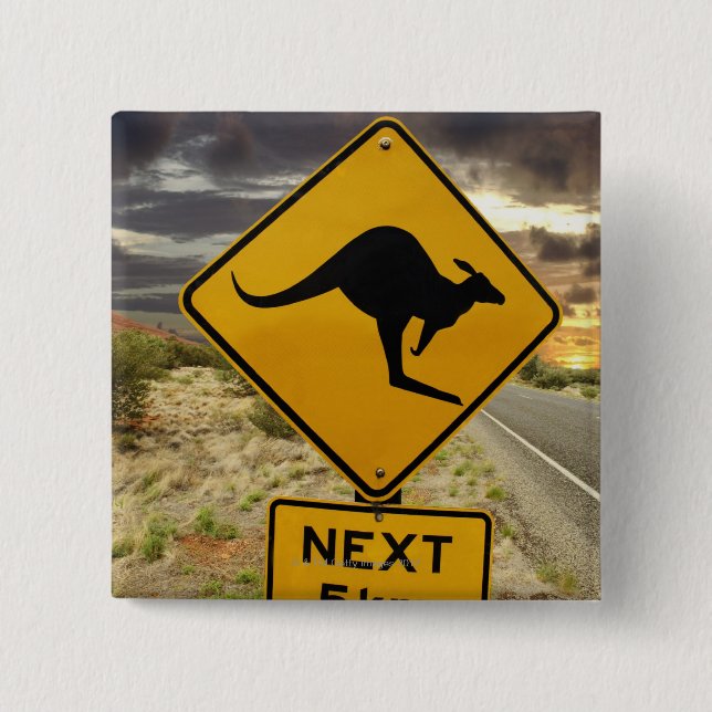 Kangaroo sign, Australia Pinback Button (Front)