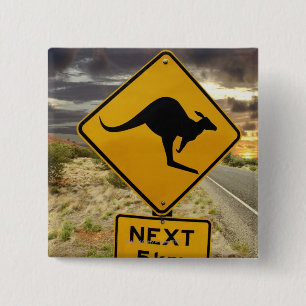 Kangaroo sign, Australia Pinback Button