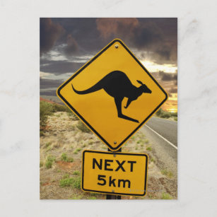 Kangaroo sign, Australia Postcard