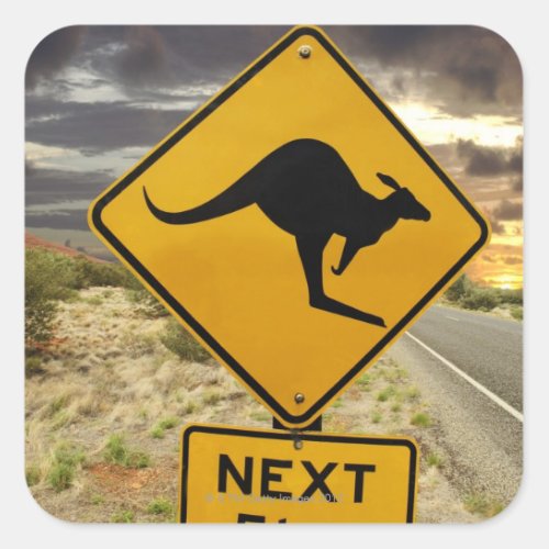 Kangaroo sign Australia Square Sticker