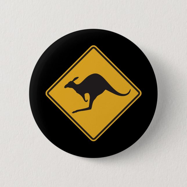 Kangaroo sign pinback button (Front)