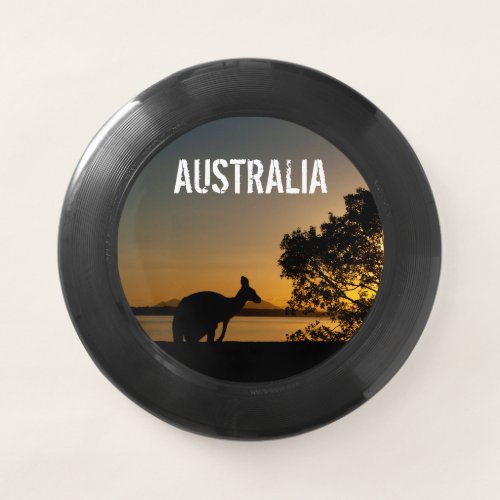 Kangaroo silhouette at sunset black Wham_O frisbee