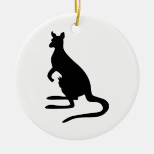 Kangaroo Silhouette Ceramic Ornament