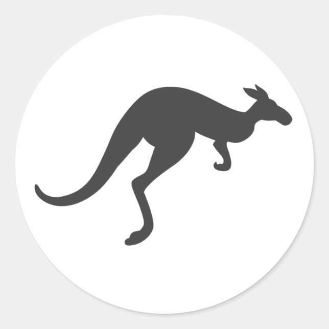 kangaroo silhouette - Choose background color Classic Round Sticker (Front)