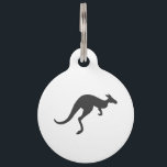 kangaroo silhouette - Choose background color Pet ID Tag<br><div class="desc">kangaroo  animal  wallaby  australia,   illustration  white  silhouette  nature,   australian  natural  wildlife,   black  mammal  jump  , young  wild  zoo  drawing,   cool kangaroo  , animal  wallaby</div>