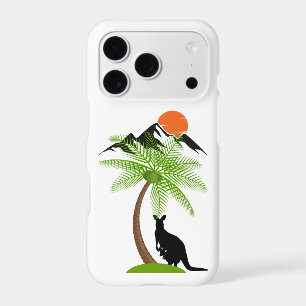 Kangaroo Silhouette with Palm Tree and Mountains iPhone 17 Pro Case