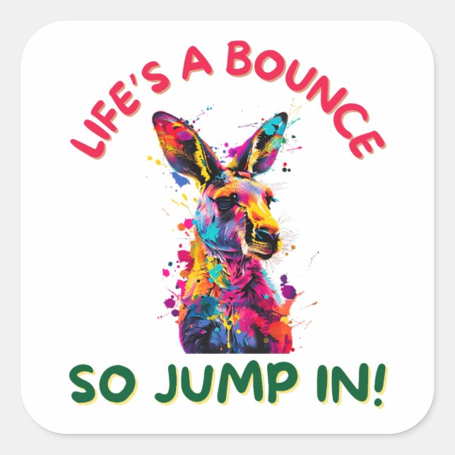 Kangaroo Square Sticker (Front)