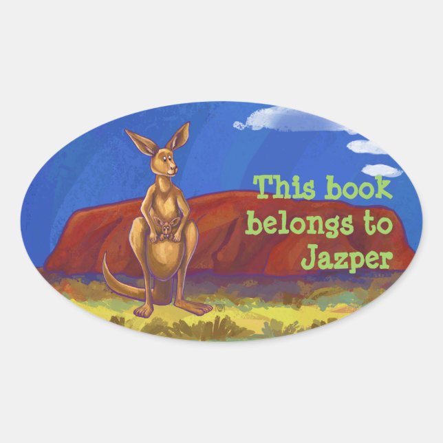 Kangaroo Stationery Oval Sticker (Front)