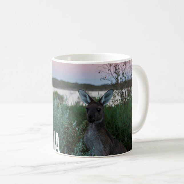 Kangaroo Sunset at the Lake Australia Photo Coffee Mug (Front Right)
