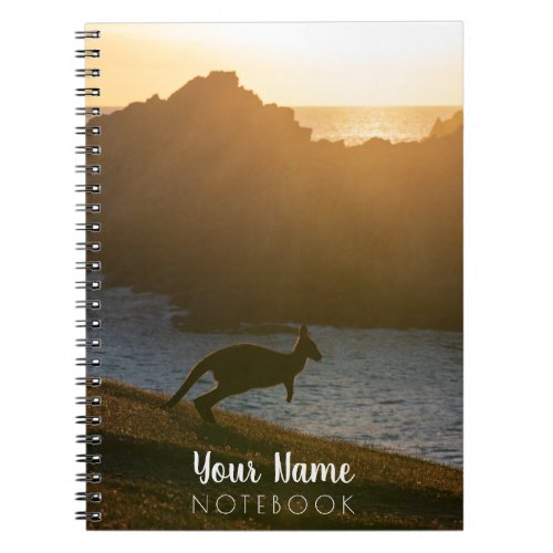Kangaroo Sunset Sun Beach Nature Landscape Custom Notebook