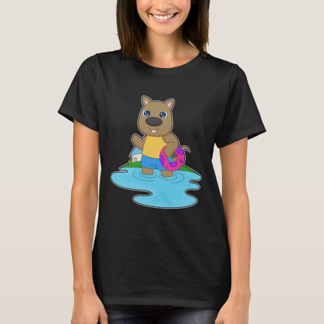 Kangaroo Swimming Inflatable float Summer T-Shirt (Front)