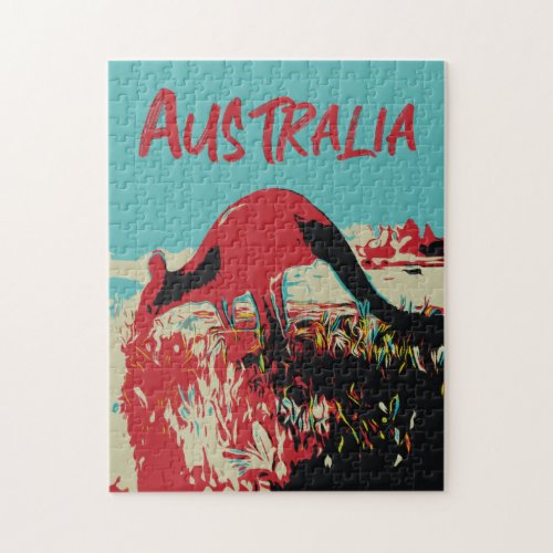 Kangaroo symbol of Australia in vivid colors Jigsaw Puzzle