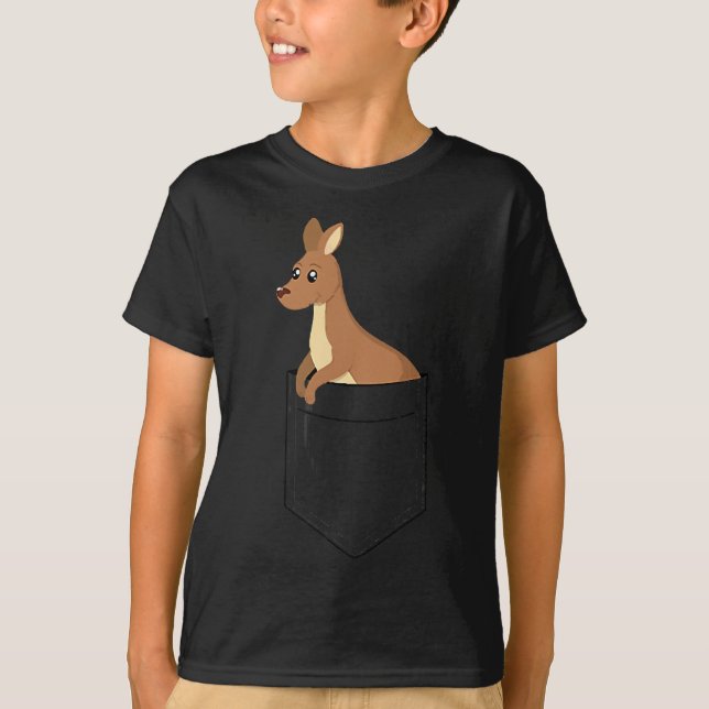 kangaroo t-shirt  little joey in a pocket tshirt (Front)