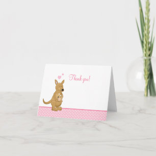 Kangaroo Thank you Notes - Mommy and Baby Pink