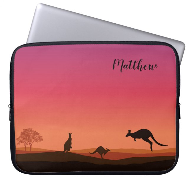 Kangaroo Themed Personalized Laptop Cover Sleeve (Front)
