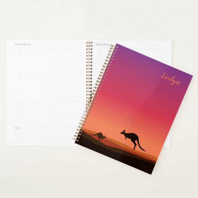 Kangaroo Themed Personalized Planner Notebook (Display)