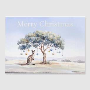 Kangaroo under gumtree with Christmas baubles
