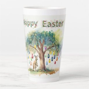 Kangaroo under gumtree with Easter eggs Latte Mug