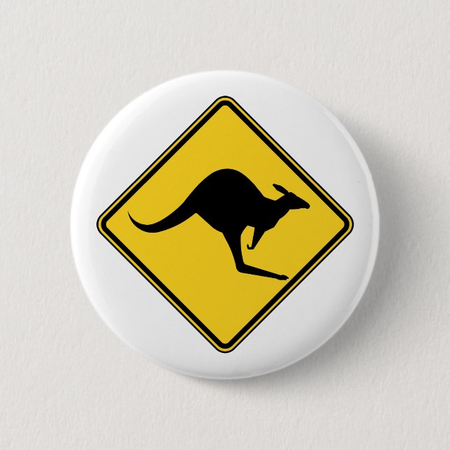 kangaroo warning danger in australia day button (Front)