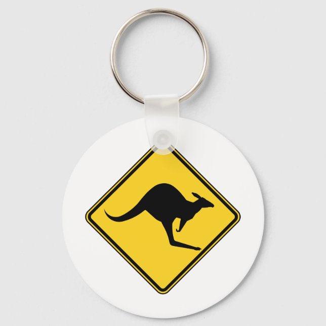 kangaroo warning danger in australia day keychain (Front)