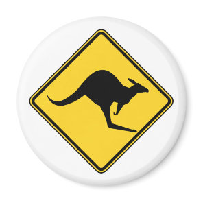 kangaroo warning danger in australia day magnet