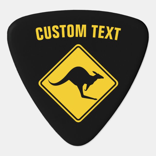 Kangaroo Warning Sign Guitar Pick (Front)