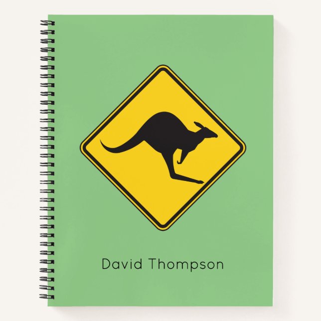 Kangaroo Warning Sign Notebook Personalized (Front)
