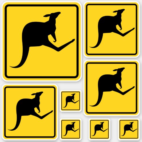Kangaroo Warning Sign Sticker Set