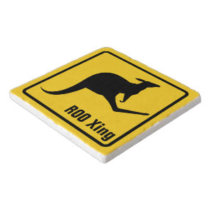 Kangaroo Warning Sign Trivet