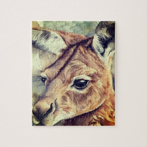 Kangaroo Watercolor Art  Jigsaw Puzzle