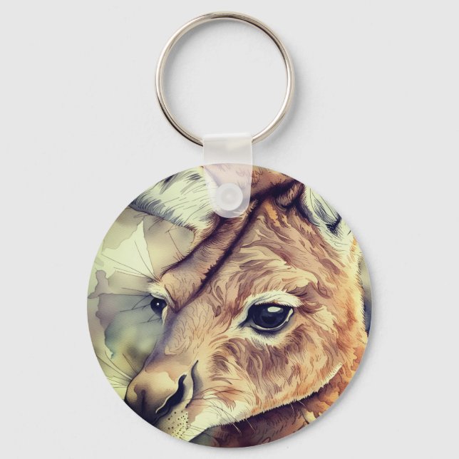 Kangaroo Watercolor Art  Keychain (Front)