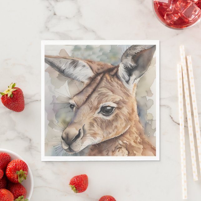 Kangaroo Watercolor Art  Napkins (Insitu)
