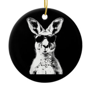 Kangaroo Wearing Sunglasses Funny Animal Australia Ceramic Ornament