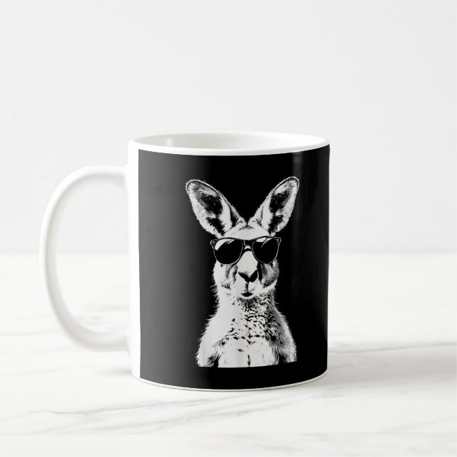 Kangaroo Wearing Sunglasses Funny Animal Australia Coffee Mug (Left)