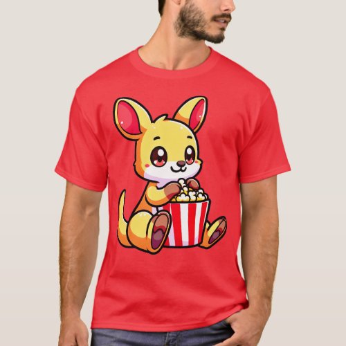 Kangaroo with a popcorn T_Shirt
