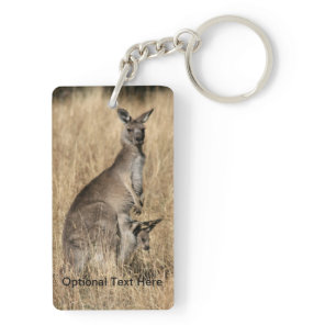 Kangaroo with Baby Joey in Pouch Keychain