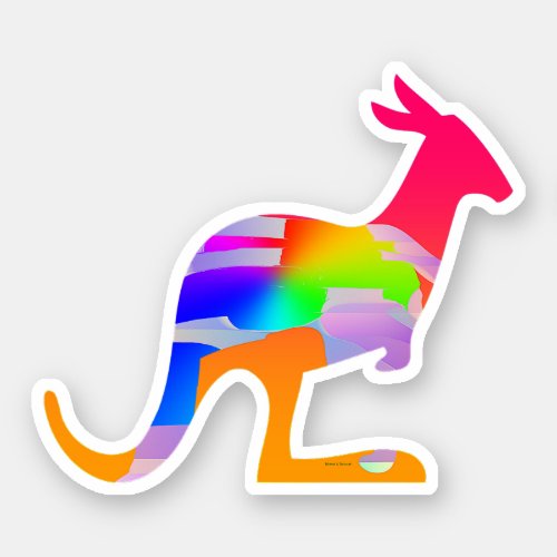 Kangaroo With Colors Sticker