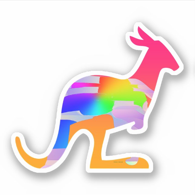 Kangaroo With Colors Sticker (Front)