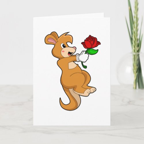 Kangaroo with Flower Card