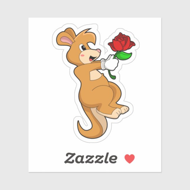Kangaroo with Flower Sticker (Sheet)
