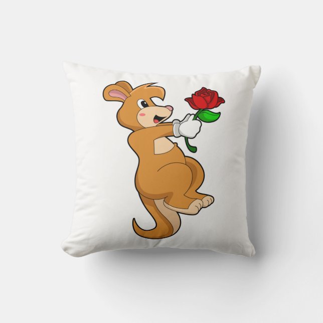 Kangaroo with Flower Throw Pillow (Front)