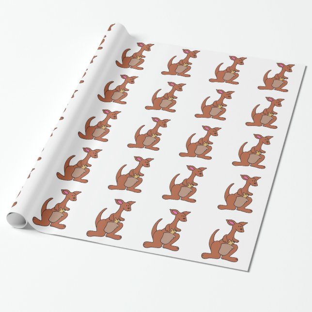 KANGAROO WITH JOEY WRAPPING PAPER (Unrolled)