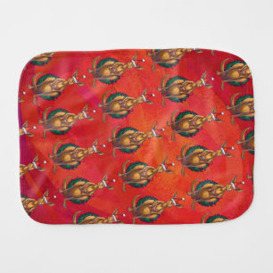 Kangaroo Xmas On Red Burp Cloth
