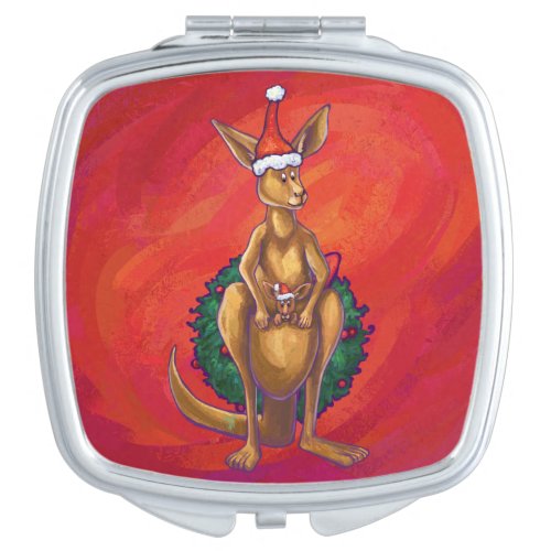 Kangaroo Xmas On Red Compact Mirror