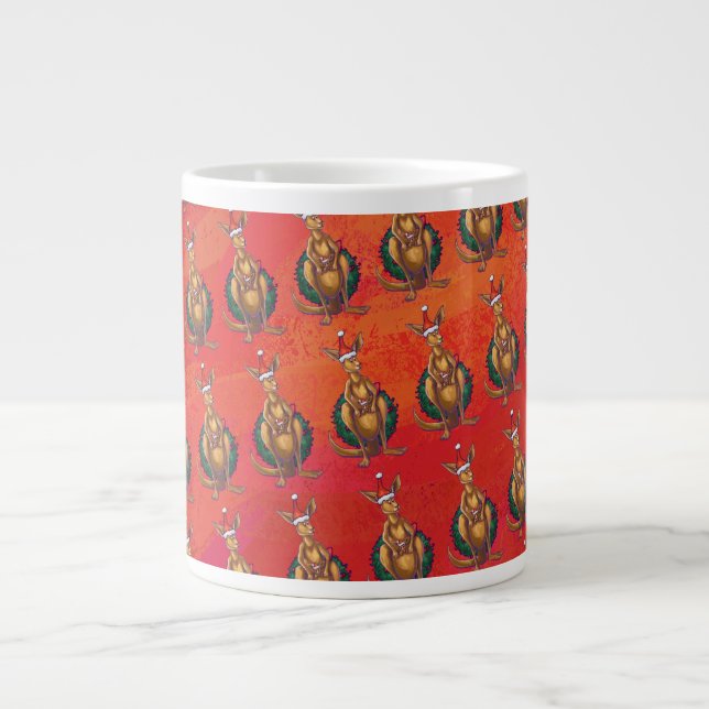 Kangaroo Xmas On Red Giant Coffee Mug (Front)