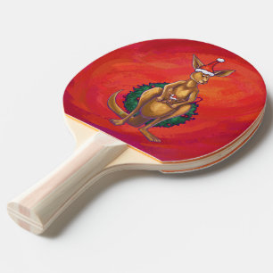 Kangaroo Xmas On Red Ping-Pong Paddle