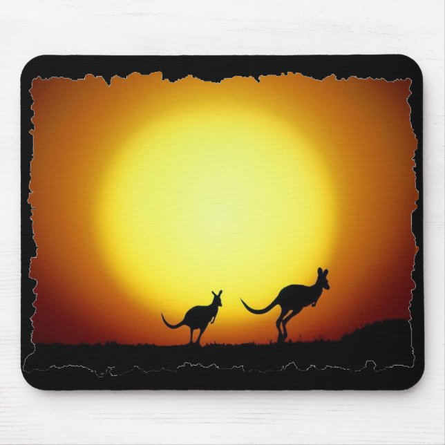 Kangaroos against the desert sun mouse pad (Front)