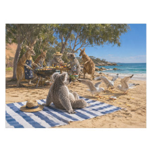 Kangaroos Beach BBQ Tablecloth